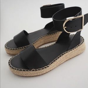 Zara Mini Leather Wedges with Ankle Straps